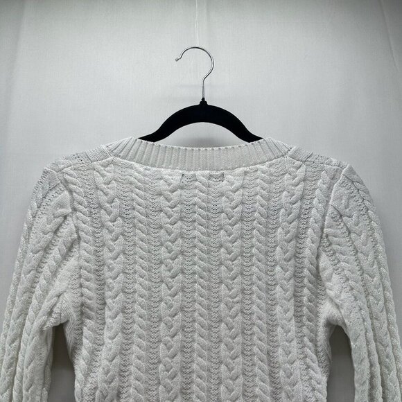 Love Tree Cropped Sweater Women Sz S Cable Knit Pullover V-Neck Minimalist White - Picture 5 of 11